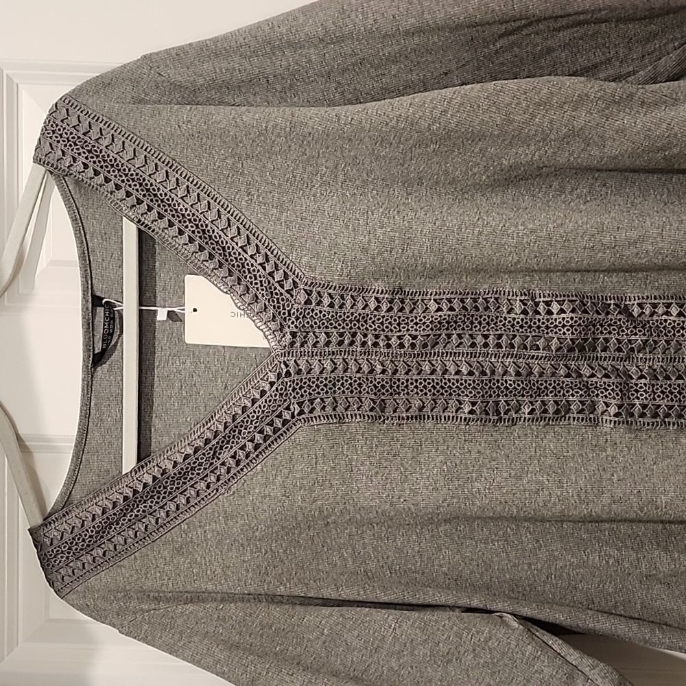 BloomChic Charcoal Tunic with Lace Accents - Picture 3 of 4
